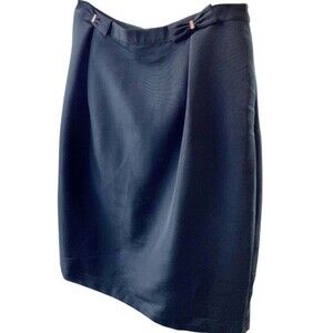 Ted Baker Navy Grosgrain A Line Duel Bow Skirt Rose Gold Zipper SZ TB 5 = US12